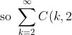 \text{so }\sum_{k = 2}^{\infty} C(k, 2)x^k = x^2\sum_{k = 0}^{\infty} \frac{1}{2} \frac{d^2}{dx^2}(x^{k+2})